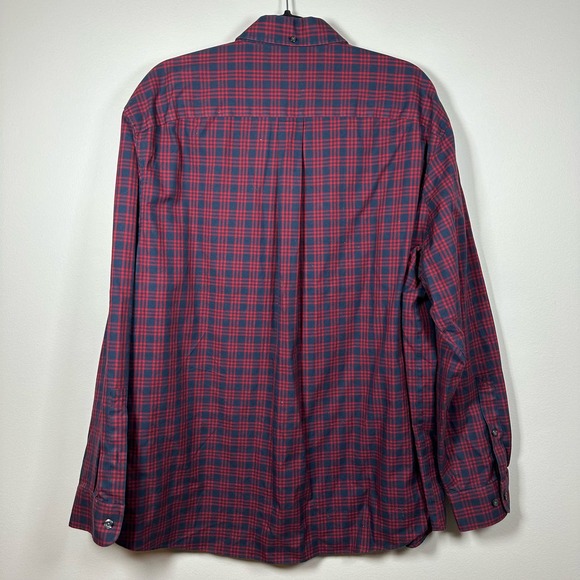 Duluth Trading Co. XLarge Red Blue‎ Plaid Long Sleeve Button Down Shirt - Picture 2 of 3